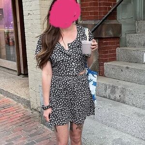 Upcycled Black and White Floral Two Piece Set